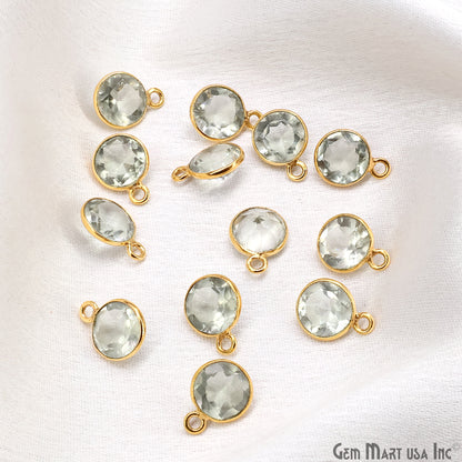 Round 8mm Brilliant Cut Gold Plated Bezel Single Bail Gemstone Connector