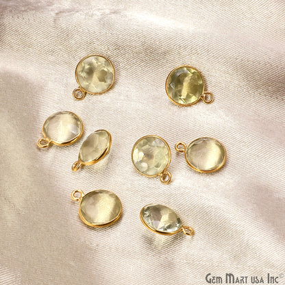 Round 10mm Brilliant Cut Gold Plated Bezel Single Bail Gemstone Connector