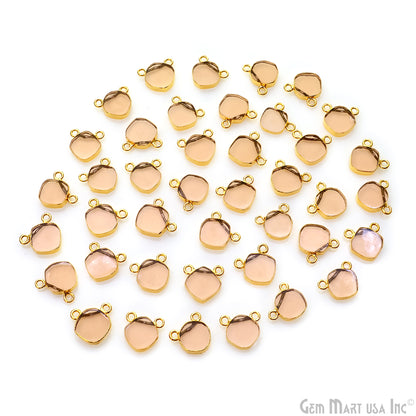 Orange Morganite Flat Cushion Shape Gemstone 14x13mm Gold Electroplated Cat Bail Connector