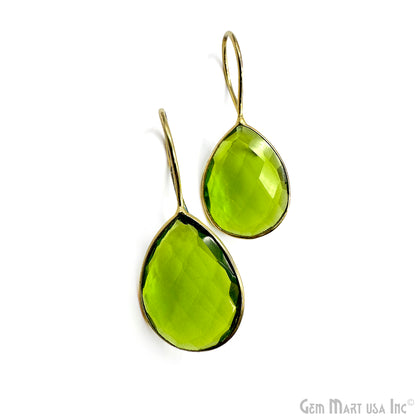 Peridot Pears 15x20mm Gold Plated Dangle Drop Hook Earring