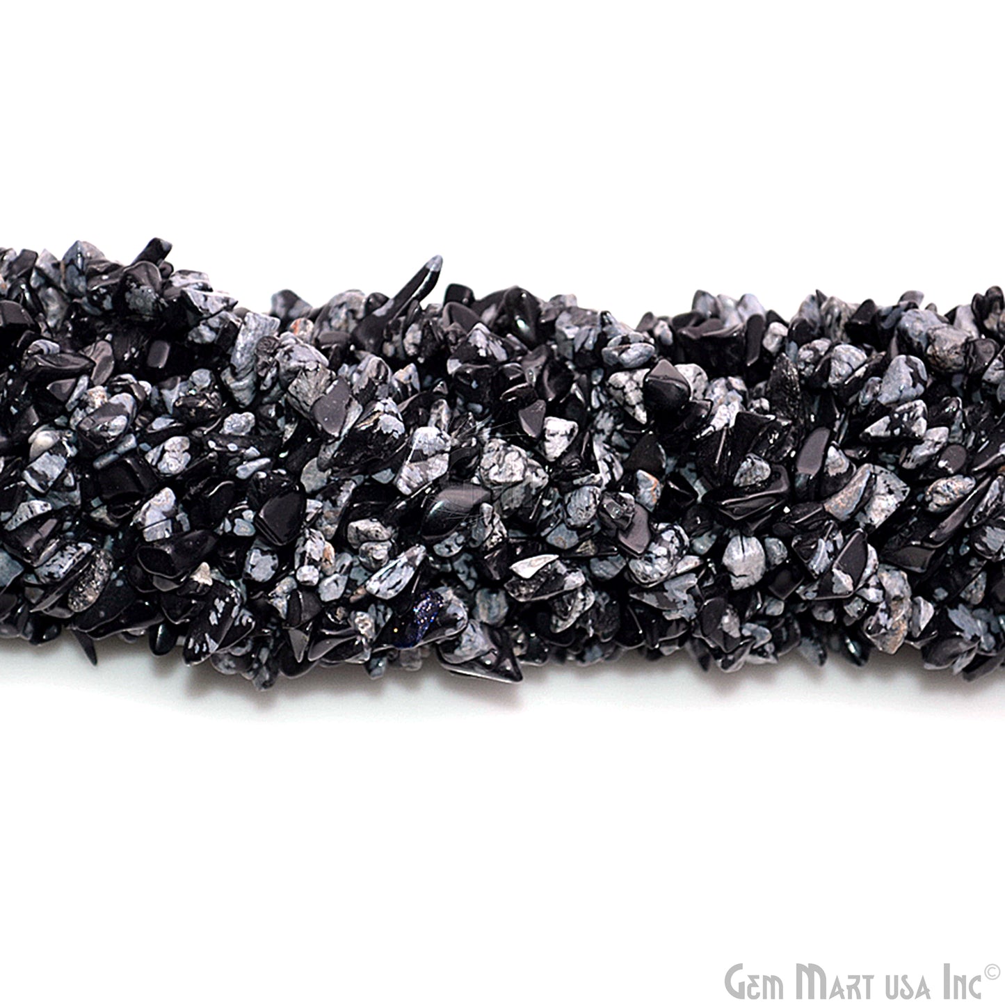 Black Obsidian Chip Beads, 34 Inch, Natural Chip Strands, Drilled Strung Nugget Beads, 3-7mm, Polished, GemMartUSA (CHBO-70001)