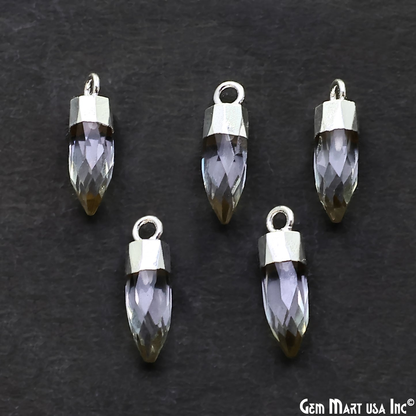 Bullet Shape 17x5mm Silver Electroplated Gemstone Connector