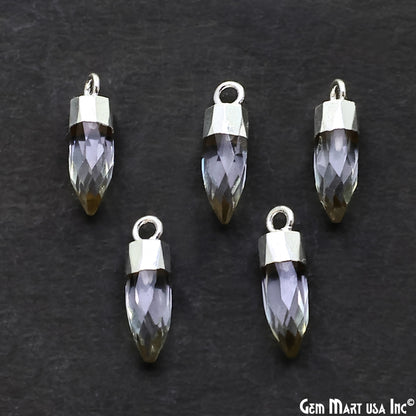 Bullet Shape 17x5mm Silver Electroplated Gemstone Connector