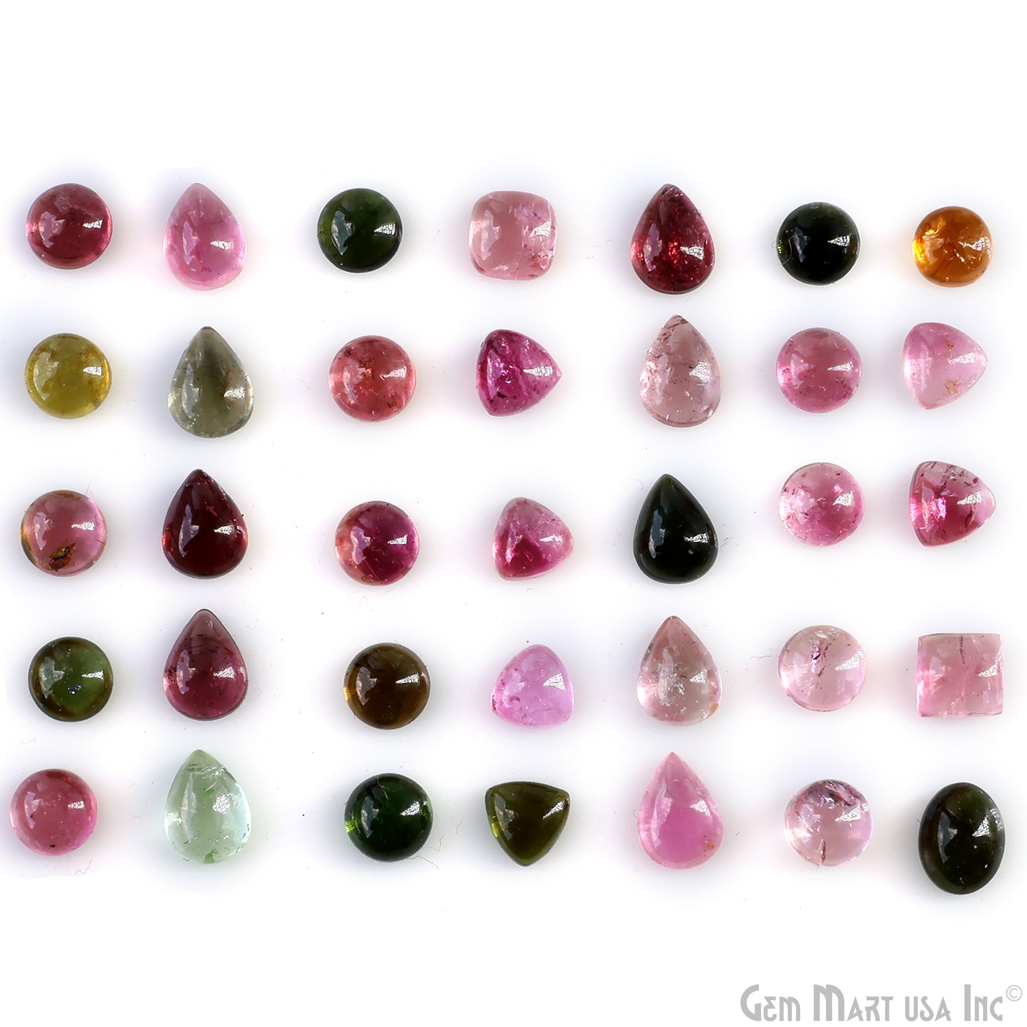 5Ct Multi Tourmaline Round & Pears Cabochon AAA+ Quality Tiny Gems Mix Size