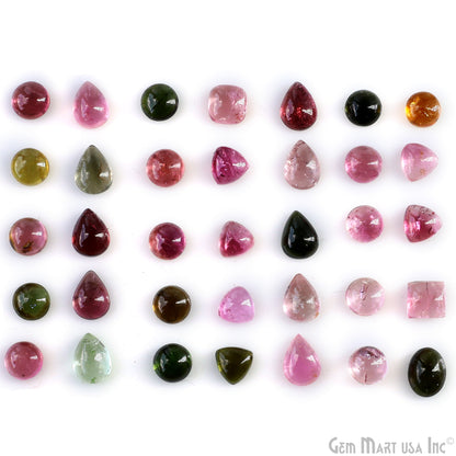 Multi Tourmaline Round & Pears Cabochon, 5-7mm, 5 Carats, 100% Natural Cabochon Loose Gems, Wholesale Gemstones