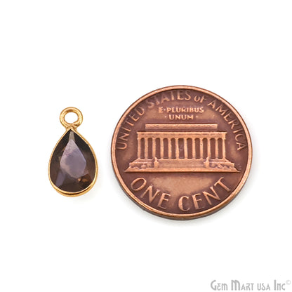 Pears 6x9mm Brilliant Cut Gold Plated Bezel Single Bail Gemstone Connector