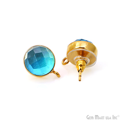 DIY Round 10mm Gold Bail Gemstone stud Earring