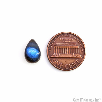 Labradorite Wholesale Gemstones, 100% Natural Semi-Precious Gems, Blue Flash Cabochon Loose Gems, 8x5mm And 9x6mm, Pears, 5PC Lot