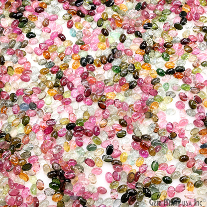 Multi Tourmaline Wholesale Gemstones, 100% Natural Semi-Precious Gems, Multi Color Cabochons Loose Gems, 6x4mm, Oval, 5 Carats