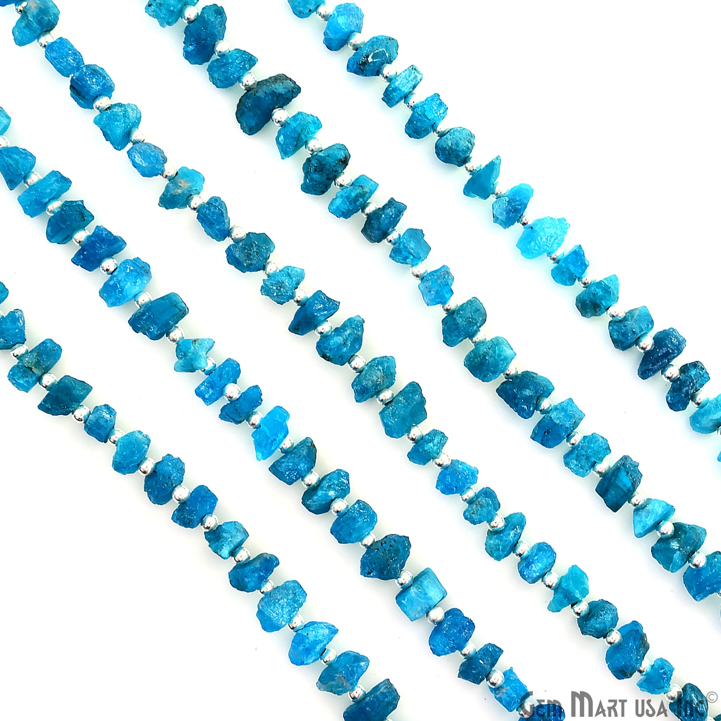 Neon Apatite Rough Beads, 9 Inch Gemstone Strands, Drilled Strung Briolette Beads, Free Form, 8x6mm