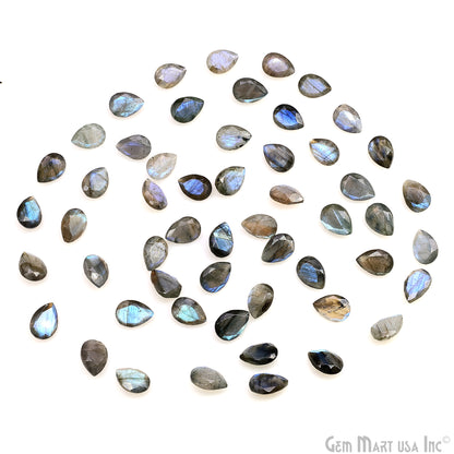 Labradorite Wholesale Gemstones, 100% Natural Semi-Precious Gems, Blue Flash Faceted Loose Gems, 7x10mm, Pears, 4PC Lot