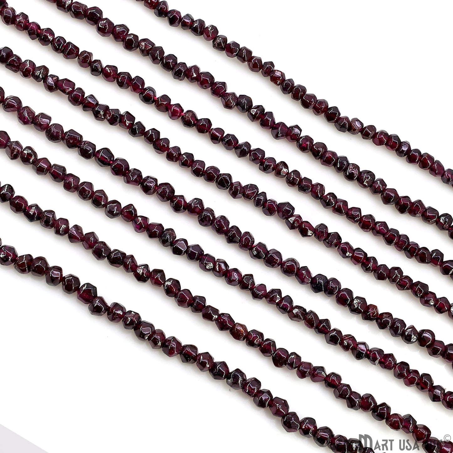 Rhodolite Faceted Round Drilled Beads 3-4mm Waist Beads, Rondelle Bead Strand 14 Inch