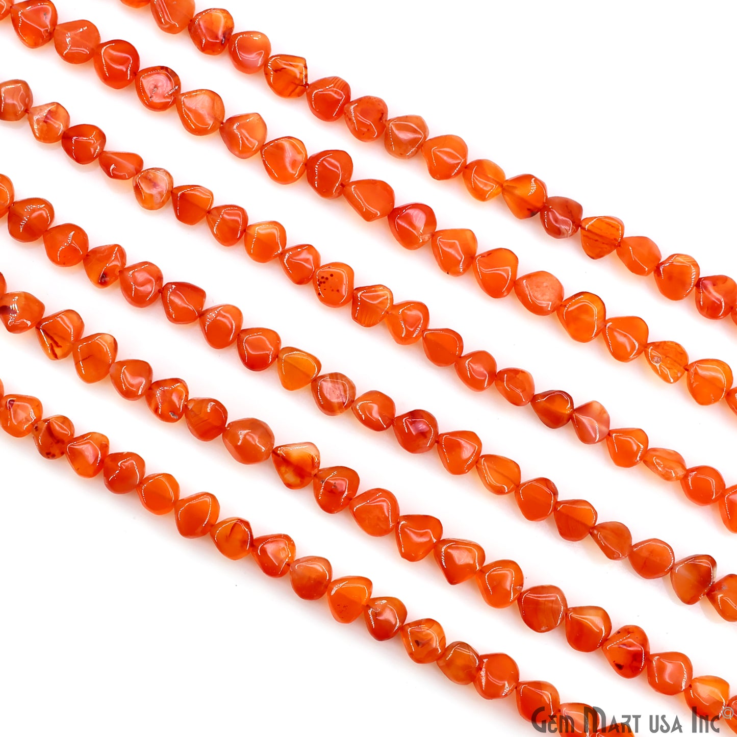 Carnelian Smooth Heart Drilled Beads 5-7mm Waist Beads, Rondelle Bead Strand 13 Inch