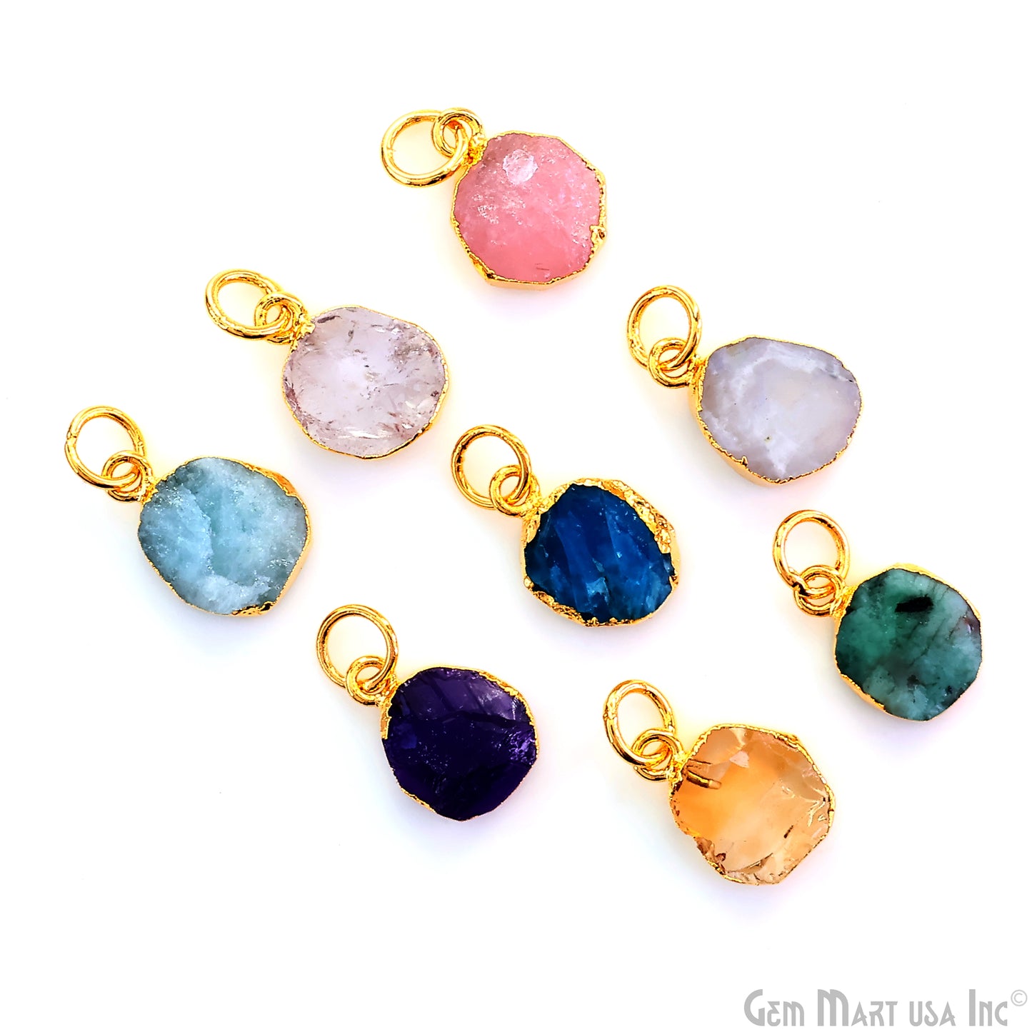 Rough Gemstone 16x10mm Gold Electroplated Single Bail Charm Connector