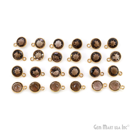 Round 8mm Brilliant Cut Gold Plated Bezel Single Bail Gemstone Connector