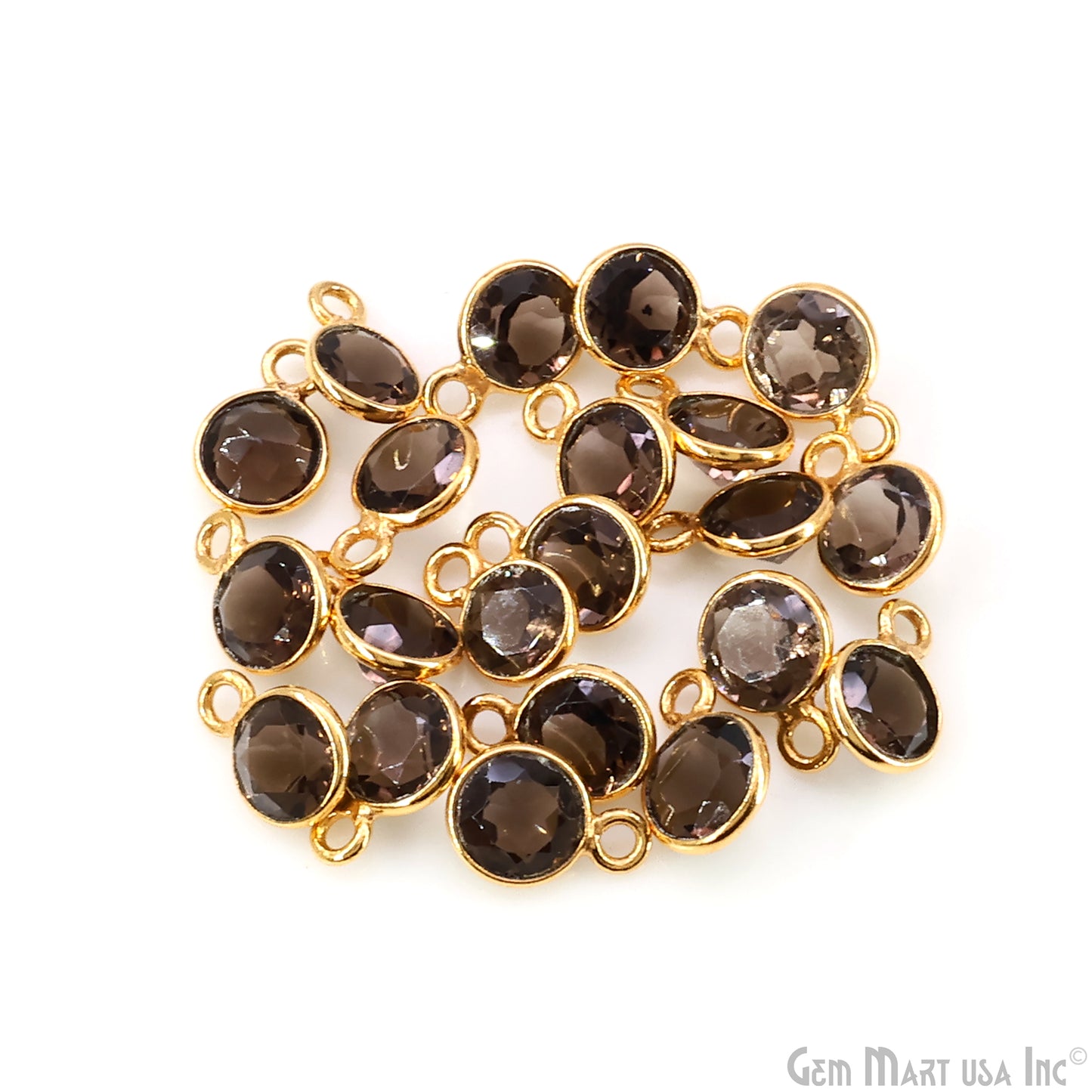 Round 6mm Brilliant Cut Gold Plated Bezel Single Bail Gemstone Connector