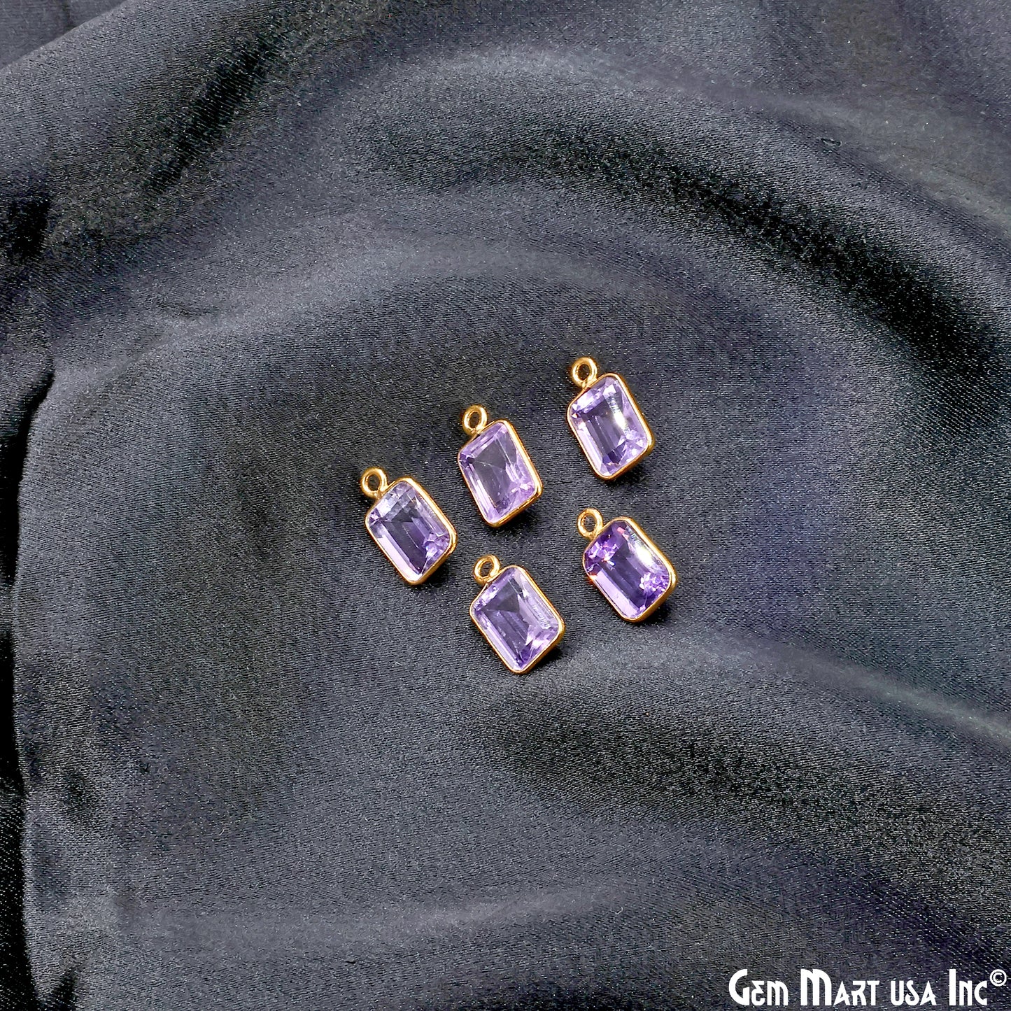 Amethyst Octagon 7x9mm Brilliant Cut Gold Plated Bezel Single Bail Gemstone Connector