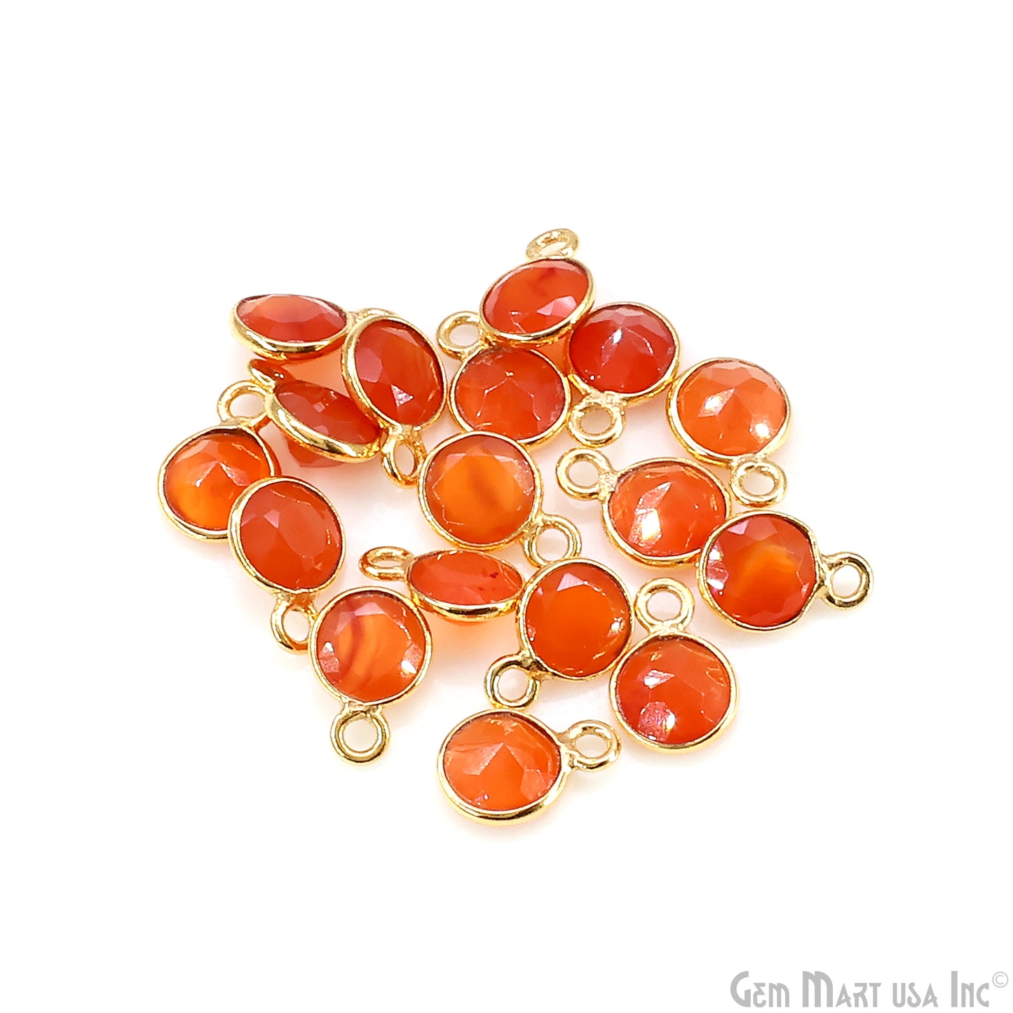 Round 6mm Brilliant Cut Gold Plated Bezel Single Bail Gemstone Connector