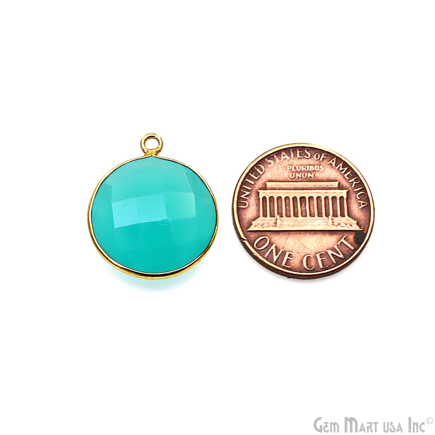 Round 16mm Single Bail Gold Bezel Gemstone Connector