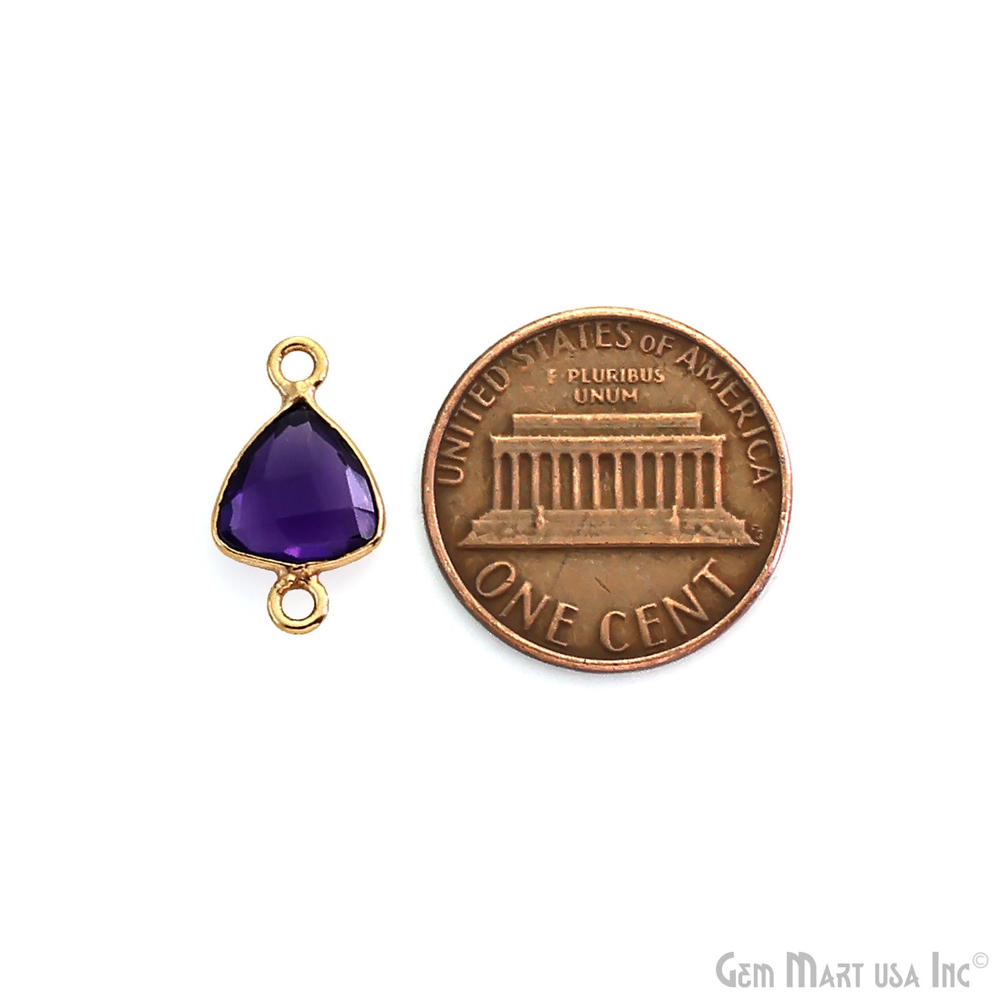 Trillion 8mm Double Bail Gold Bezel Gemstone Connector