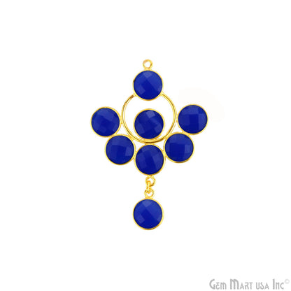 Ink Blue 49x33mm Gold Plated Gemstone Bezel Component