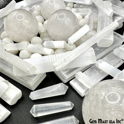 Selenite Crystals Pack, Bulk Selenite Wand and Sphere, 100% Natural Gemstones, Wholesale Resale Supply, Gift Set, 5pcs+, GemMartUSA