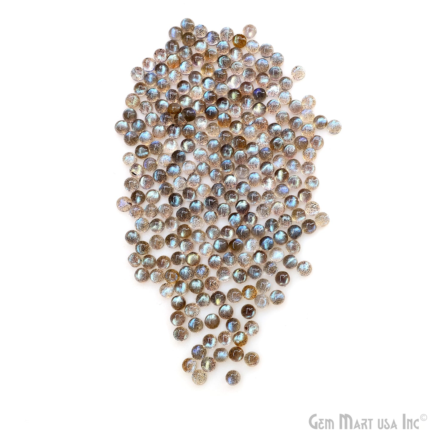 Labradorite Wholesale Gemstones, 100% Natural Semi-Precious Gems, Blue Flash Cabochon Loose Gems, 5mm, Round, 10PC Lot