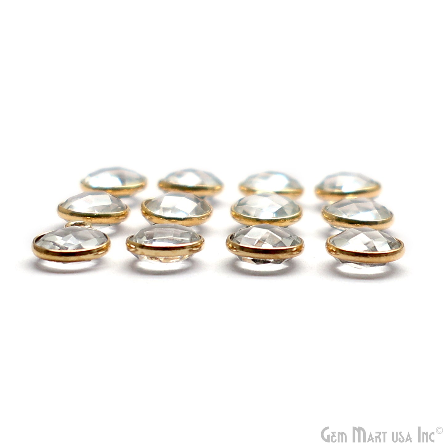 Round 8mm Single Bail Gold Plated Bezel Gemstone Connectors