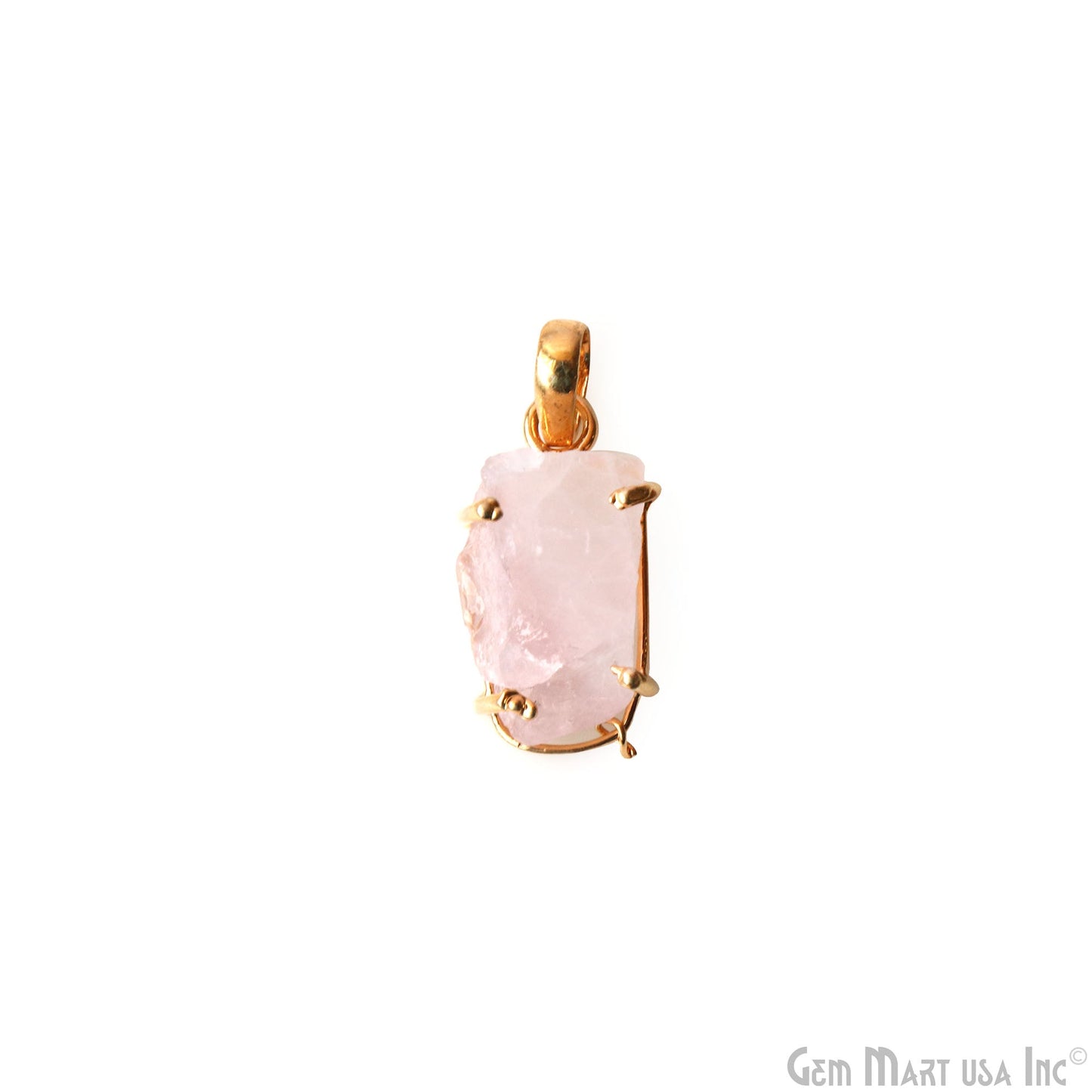 Natural Morganite Organic 24x12mm Gold Plated Prong Setting Single Bail Gemstone Pendant