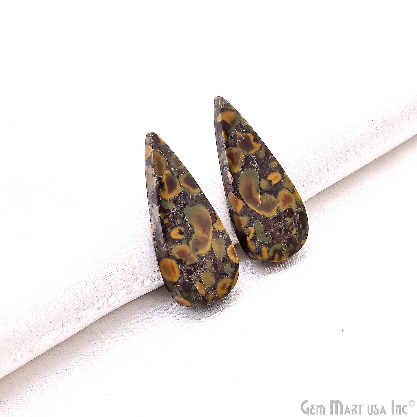 Fruit Jasper Pears Shape 27x15mm Loose Gemstone For Earring Pair