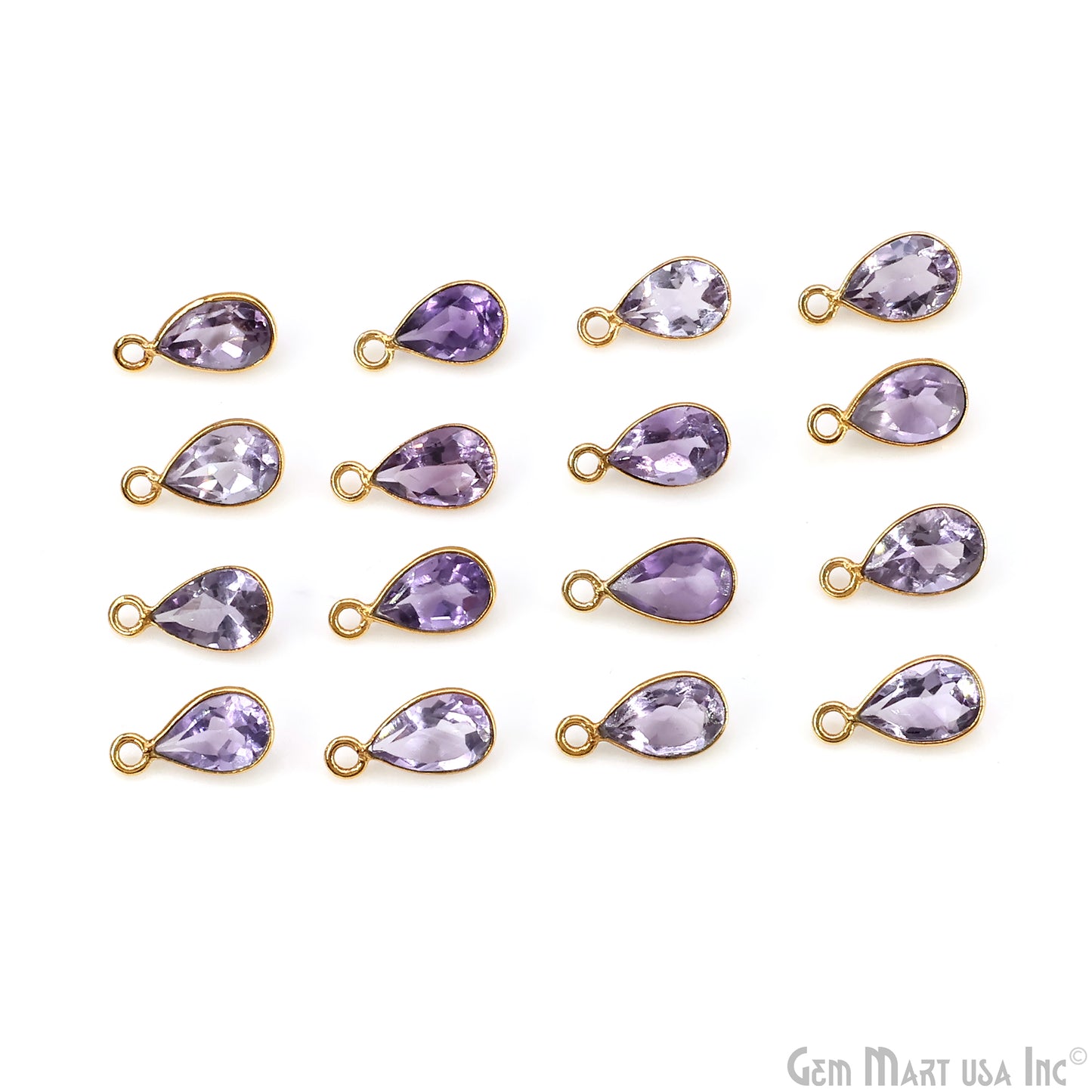 Pears 6x9mm Brilliant Cut Gold Plated Bezel Single Bail Gemstone Connector