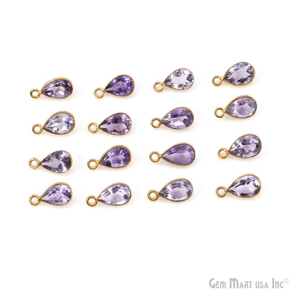 Pears 6x9mm Brilliant Cut Gold Plated Bezel Single Bail Gemstone Connector