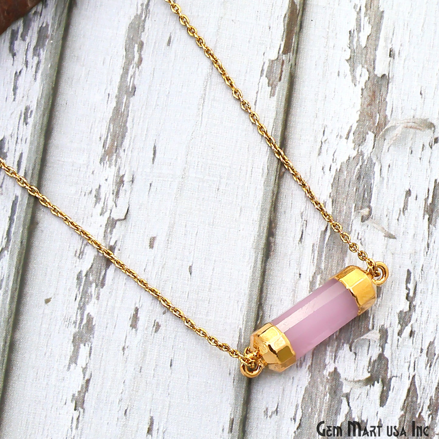 Double Point Gold Electroplated Gemstone Pendant Connector