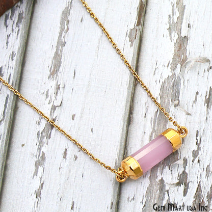 Double Point Gold Electroplated Gemstone Pendant Connector