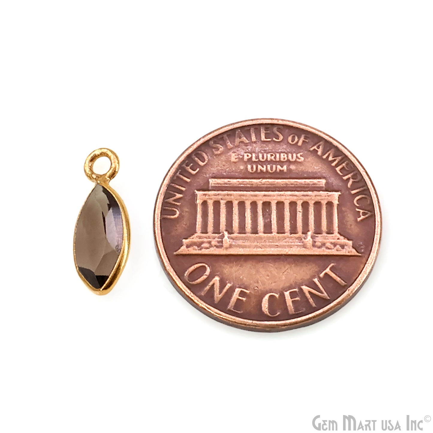 Smoky Topaz 5x10mm Marquise Brilliant Cut Gold Plated Bezel Single Bail Connector