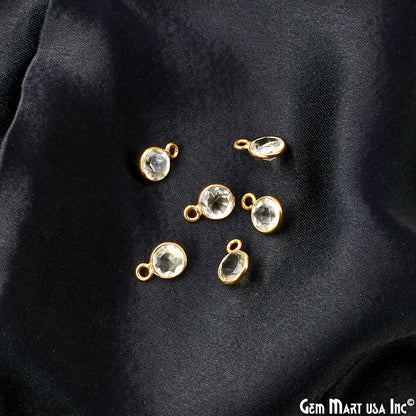 Round 6mm Brilliant Cut Gold Plated Bezel Single Bail Gemstone Connector