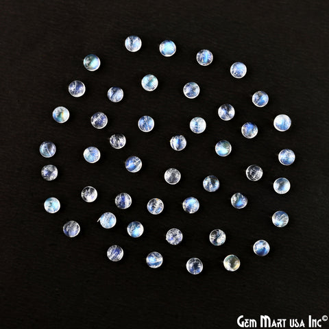5Ct Rainbow Moonstone Round Cabochon AAA+ Quality Blue Flash Tiny Gems 5mm