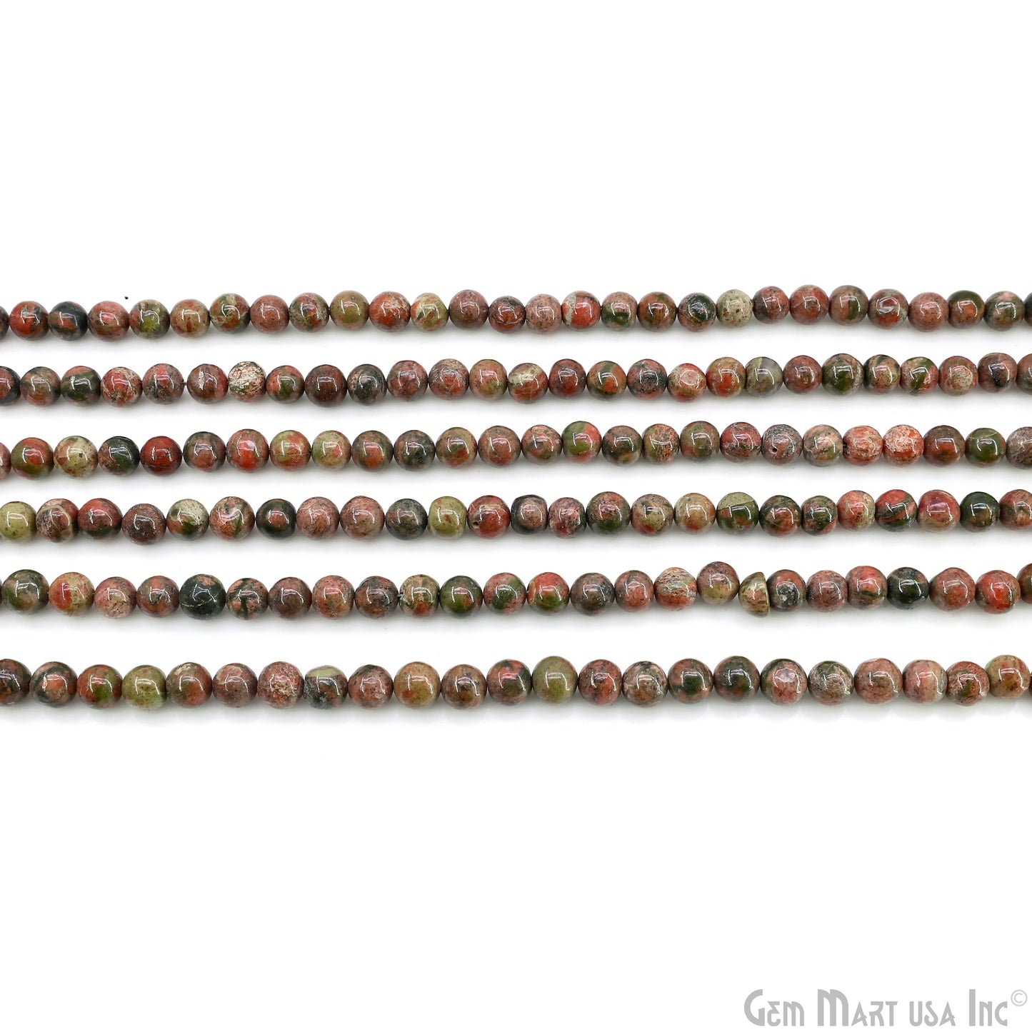 Unakite Smooth Round Drilled Beads 5-7mm Waist Beads, Rondelle Bead Strand 13 Inch