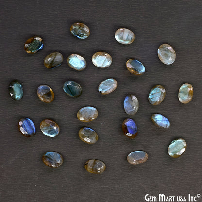 Labradorite Wholesale Gemstones, 100% Natural Semi-Precious Gems, Blue Flash Faceted Loose Gems, 7x9mm, Oval, 4PC Lot