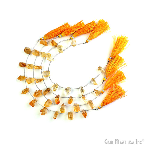 Citrine Rough Beads, 9.5 Inch Gemstone Strands, Drilled Strung Briolette Beads, Free Form, 12x20mm