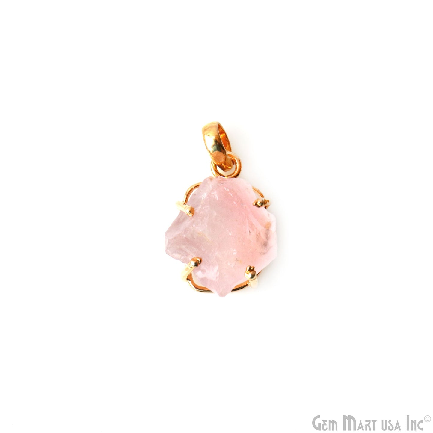 Natural Morganite Organic 25x18mm Gold Plated Prong Setting Single Bail Gemstone Pendant