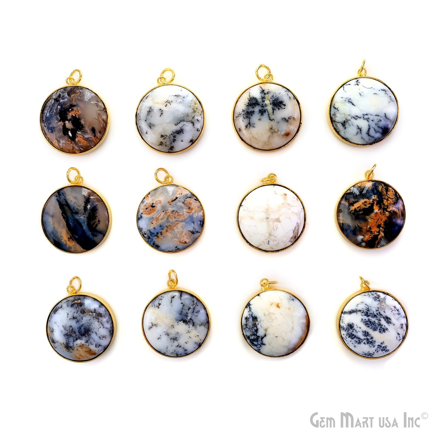 Round 30x26mm Cabochon Gold Plated Single Bail Gemstone Connector