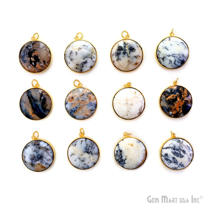 Round 30x26mm Cabochon Gold Plated Single Bail Gemstone Connector