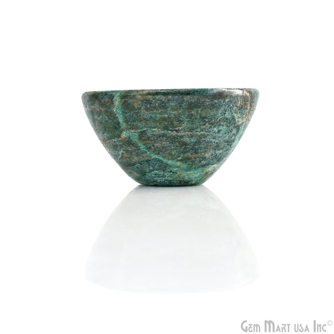 Natural Green Jasper Mini Carved Gemstone Bowl Cup 2 inch