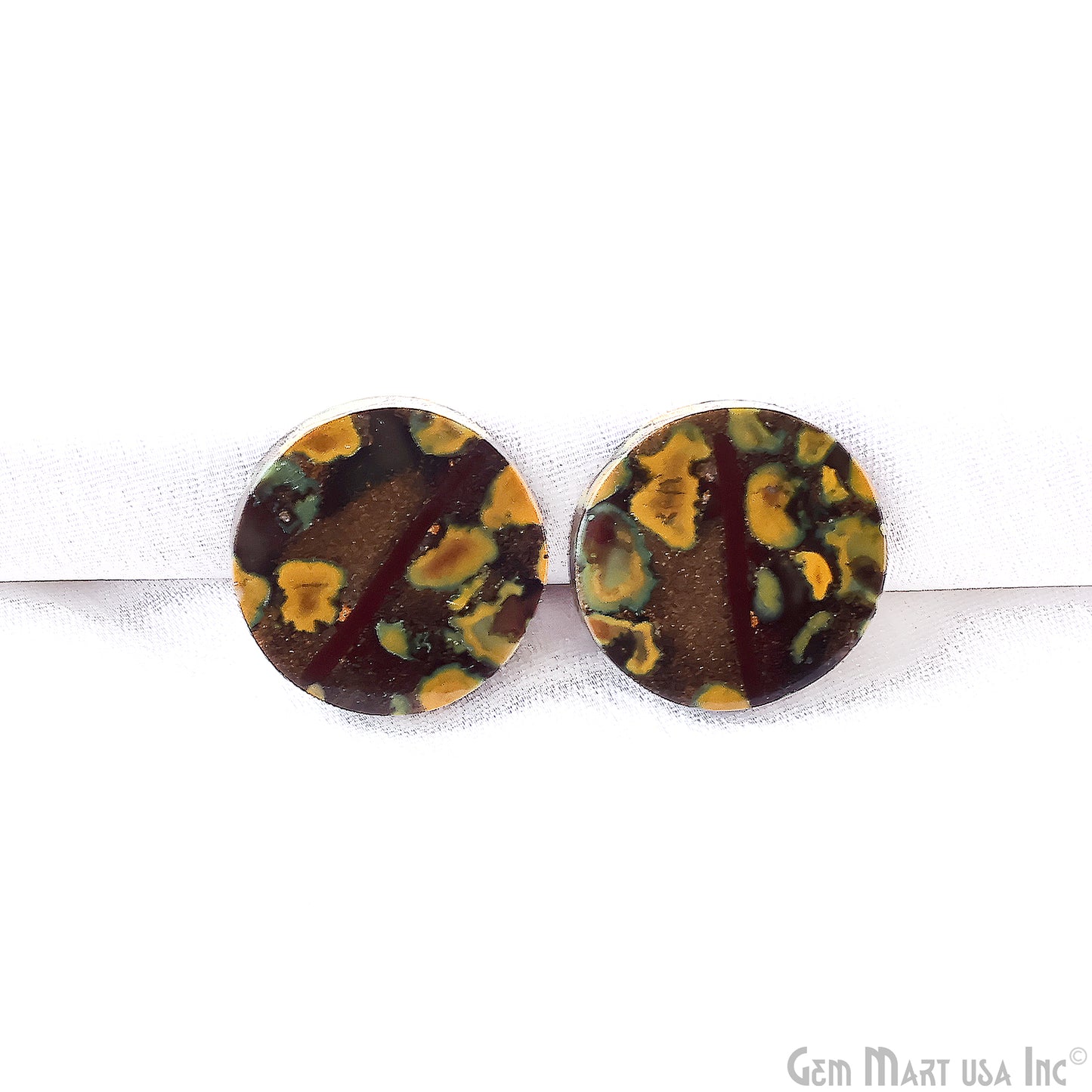 Fruit Jasper Round Shape 20mm Loose Gemstone For Earring Pair