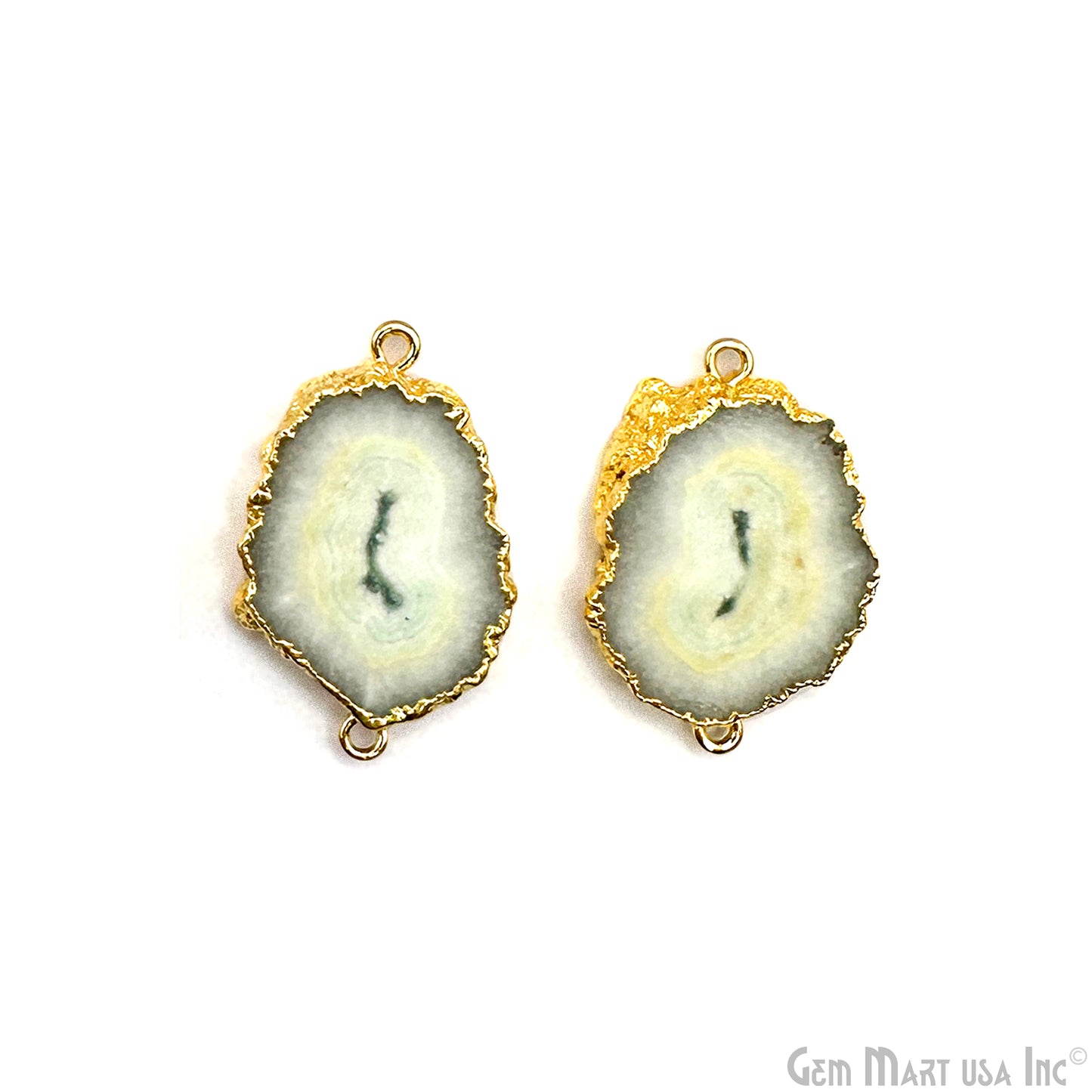 Agate Slice 23x42mm Gold Electroplated Gemstone Earring Connector 1 Pair