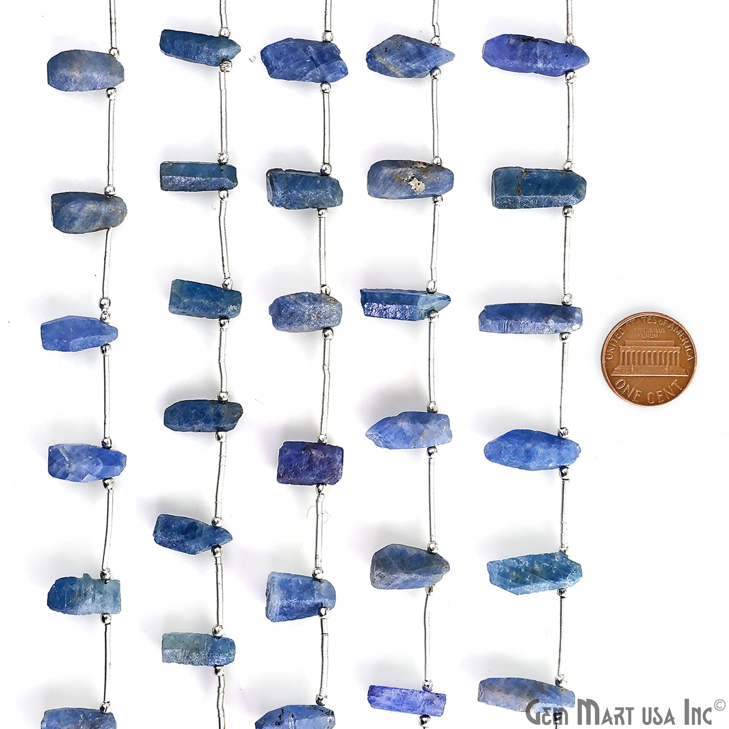 Sapphire Rough Beads, 9.5 Inch Gemstone Strands, Drilled Strung Briolette Beads, Free Form, 12x20mm