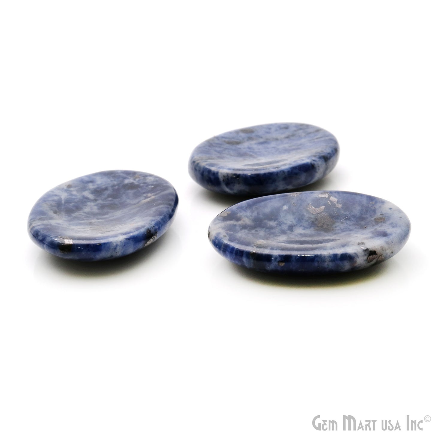 Sodalite Oval Worry Stone - Natural Hand-Carved Thumb Gemstone