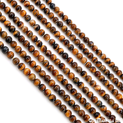 Tiger Eye Smooth Round Drilled Beads 5-7mm Waist Beads, Rondelle Bead Strand 13 Inch