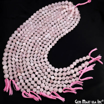 Rose Quartz Smooth Round Drilled Beads 9-10mm Waist Beads, Rondelle Bead Strand 13 Inch